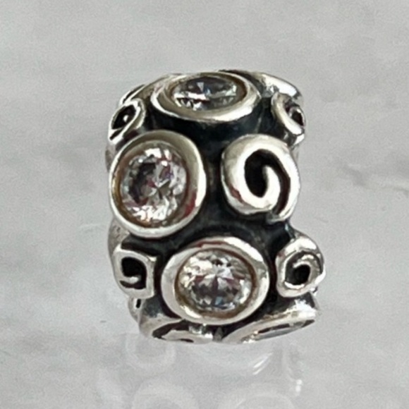 Pandora 925 Clear CZ Primrose Path Rare Retired Swirls Bead Charm - Picture 1 of 4